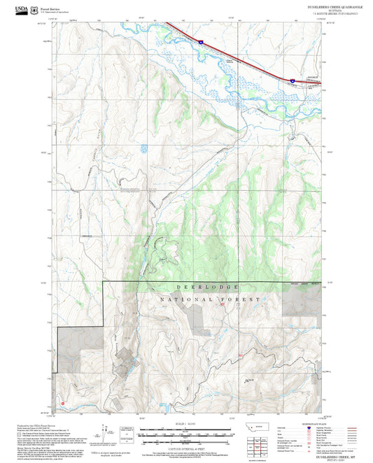 2025 Forest Service Topo Map of Dunkleberg Creek Montana