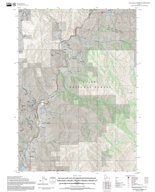 2025 Forest Service Topo Map of Dunnigan Creek Idaho
