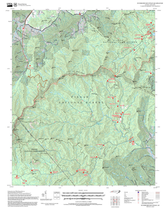 2025 Forest Service Topo Map of Dunsmore Mountain North Carolina