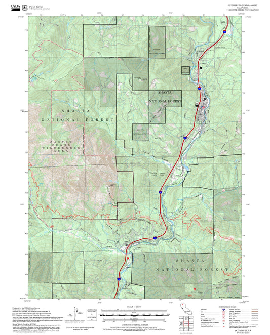 2025 Forest Service Topo Map of Dunsmuir California
