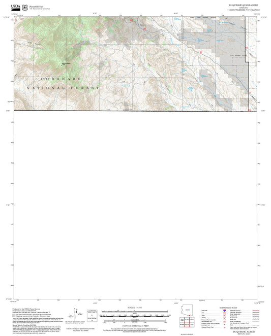 2025 Forest Service Topo Map of Duquesne Arizona