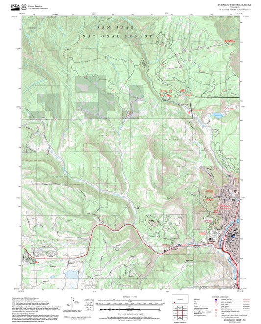 2025 Forest Service Topo Map of Durango West Colorado