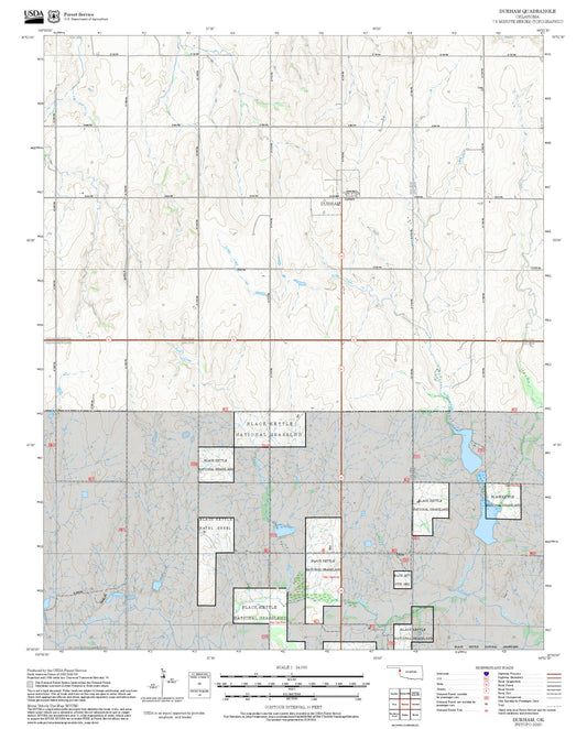 2025 Forest Service Topo Map of Durham Oklahoma