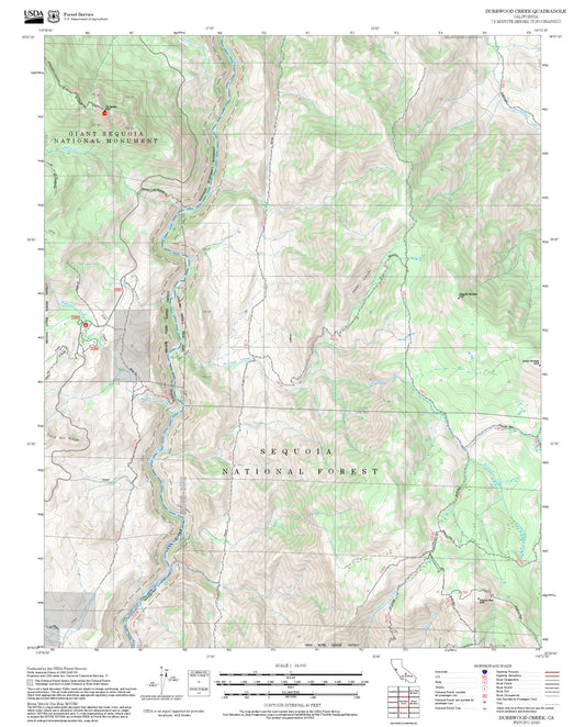 2025 Forest Service Topo Map of Durrwood Creek California