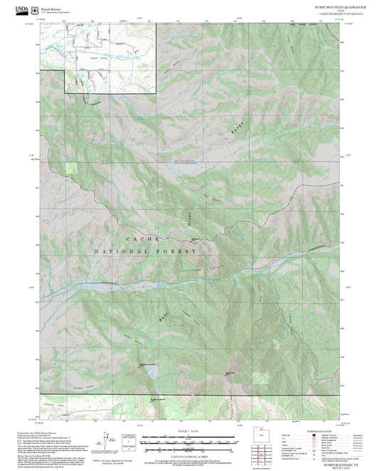 2025 Forest Service Topo Map of Durst Mountain Utah
