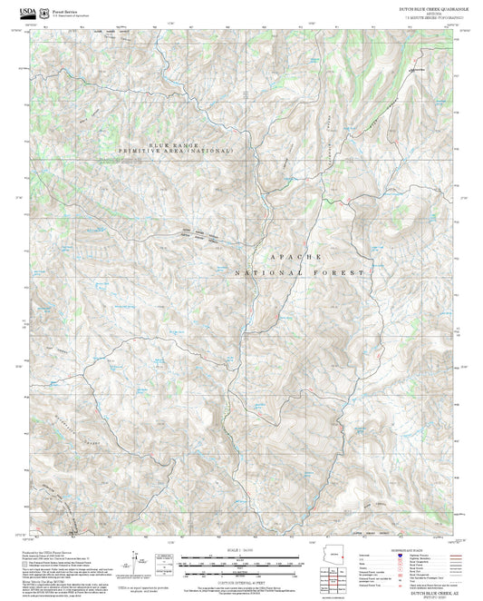 2025 Forest Service Topo Map of Dutch Blue Creek Arizona