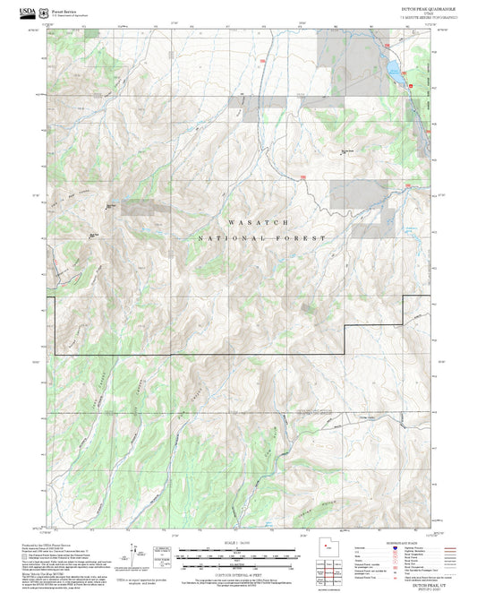 2025 Forest Service Topo Map of Dutch Peak Utah