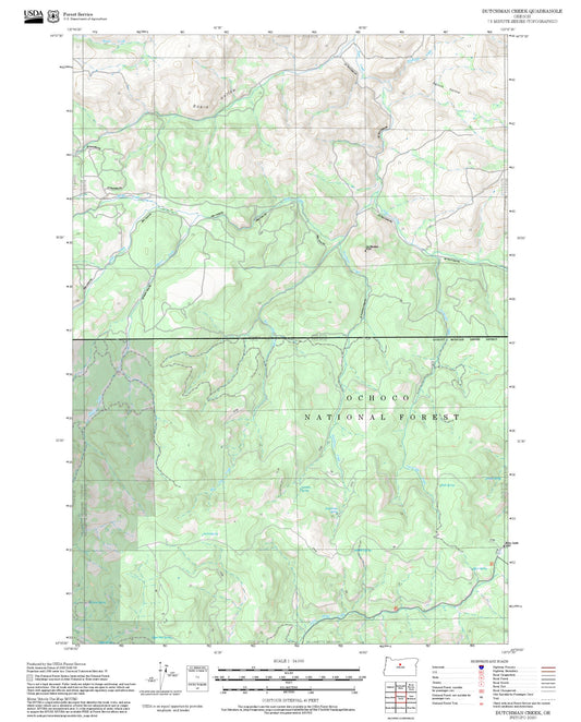 2025 Forest Service Topo Map of Dutchman Creek Oregon