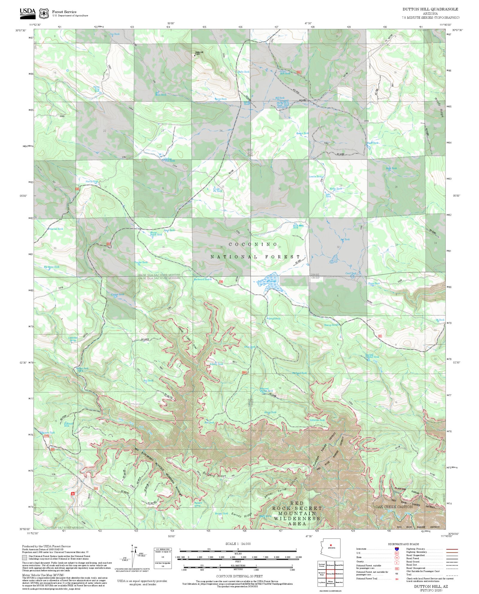 2025 Forest Service Topo Map of Dutton Hill Arizona – MyTopo Map Store
