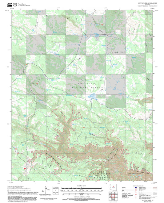 2025 Forest Service Topo Map of Dutton Hill Arizona