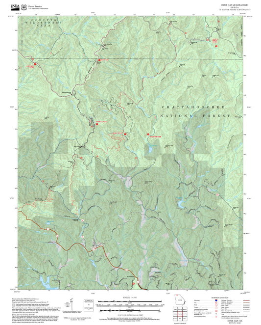 2025 Forest Service Topo Map of Dyer Gap Georgia