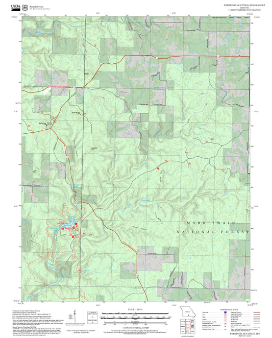 2025 Forest Service Topo Map of Dyestone Mountain Missouri