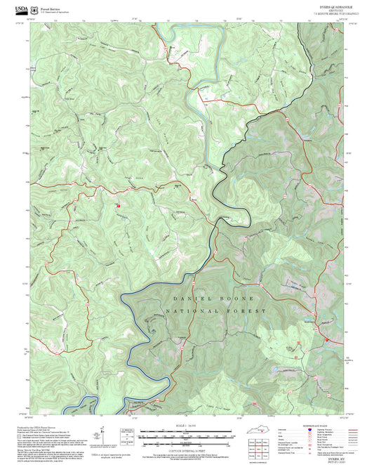 2025 Forest Service Topo Map of Dykes Kentucky