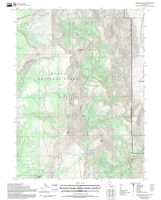 2025 Forest Service Topo Map of Eagle Peak California