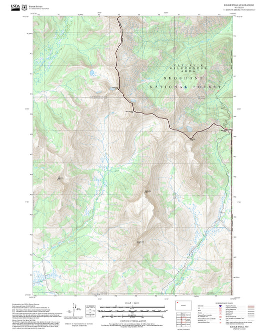 2025 Forest Service Topo Map of Eagle Peak Wyoming