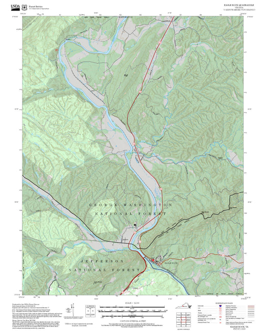 2025 Forest Service Topo Map of Eagle Rock Virginia