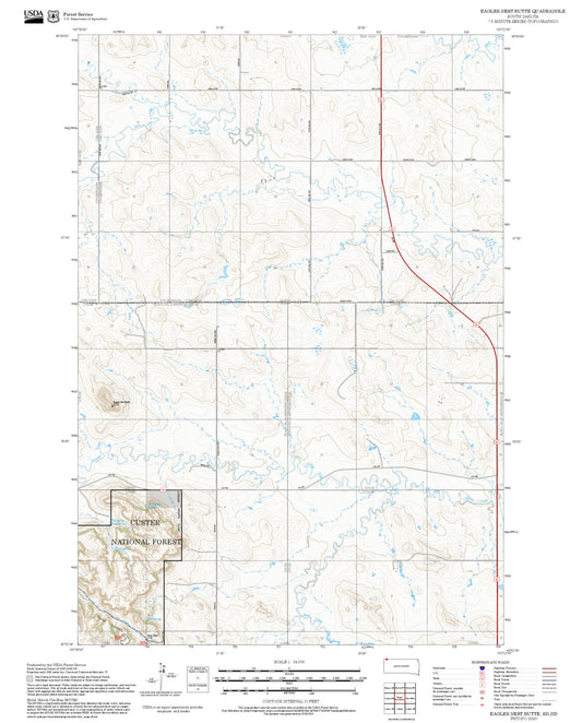 2025 Forest Service Topo Map of Eagles Nest Butte South Dakota