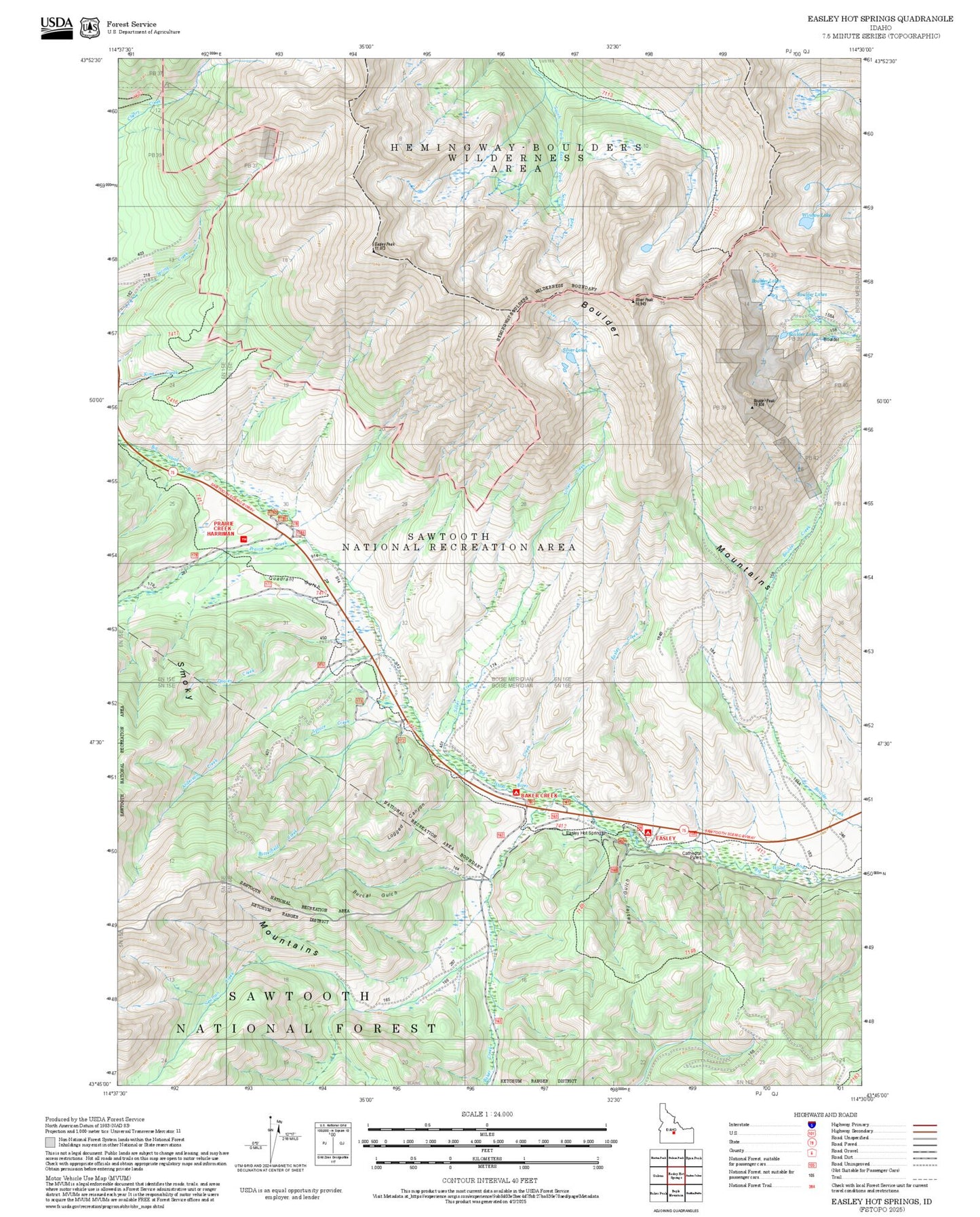 2025 Forest Service Topo Map of Easley Hot Springs Idaho