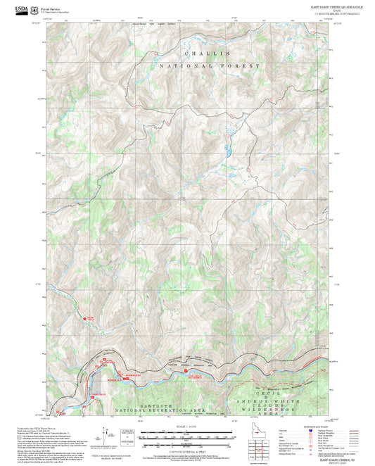 2025 Forest Service Topo Map of East Basin Creek Idaho