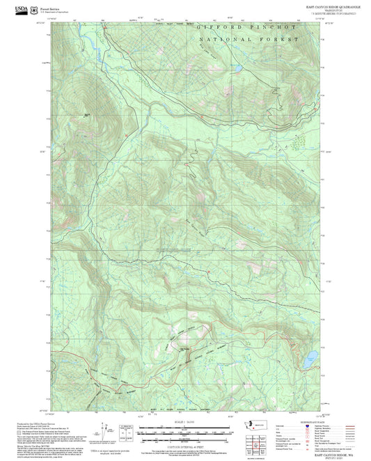2025 Forest Service Topo Map of East Canyon Ridge Washington