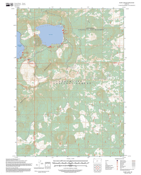 2025 Forest Service Topo Map of East Lake Oregon