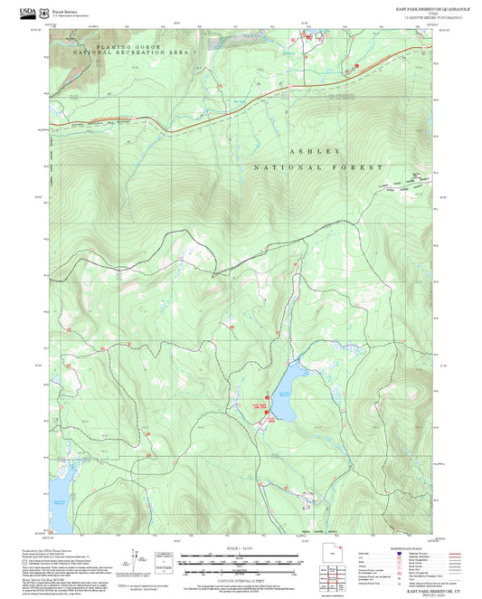 2025 Forest Service Topo Map of East Park Reservoir Utah