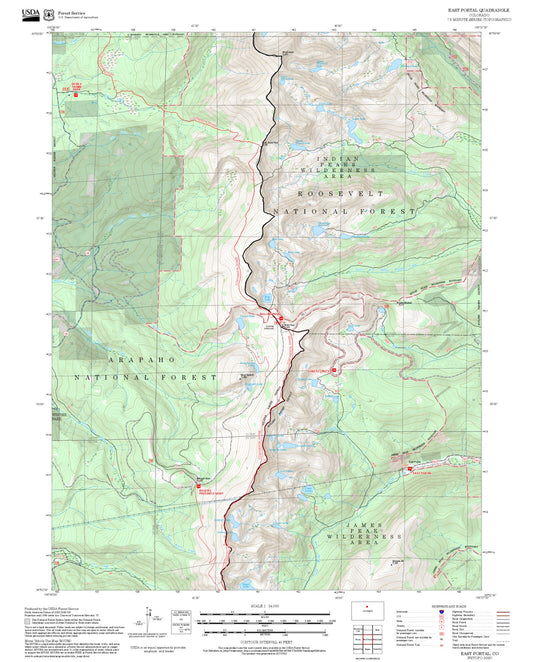 2025 Forest Service Topo Map of East Portal Colorado