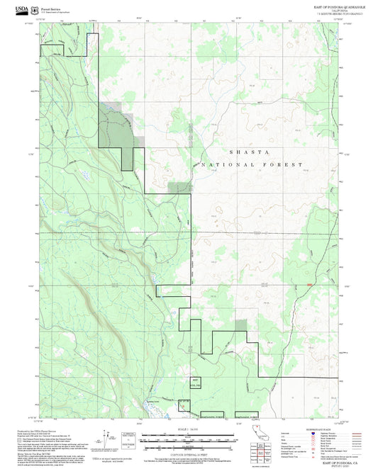 2025 Forest Service Topo Map of East of Pondosa California