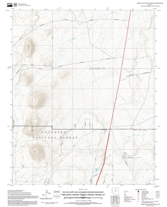 2025 Forest Service Topo Map of East of S P Mountain Arizona