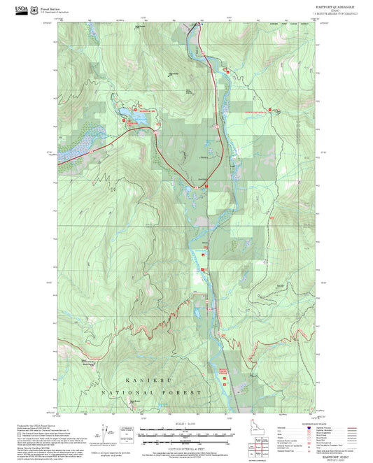 2025 Forest Service Topo Map of Eastport Idaho