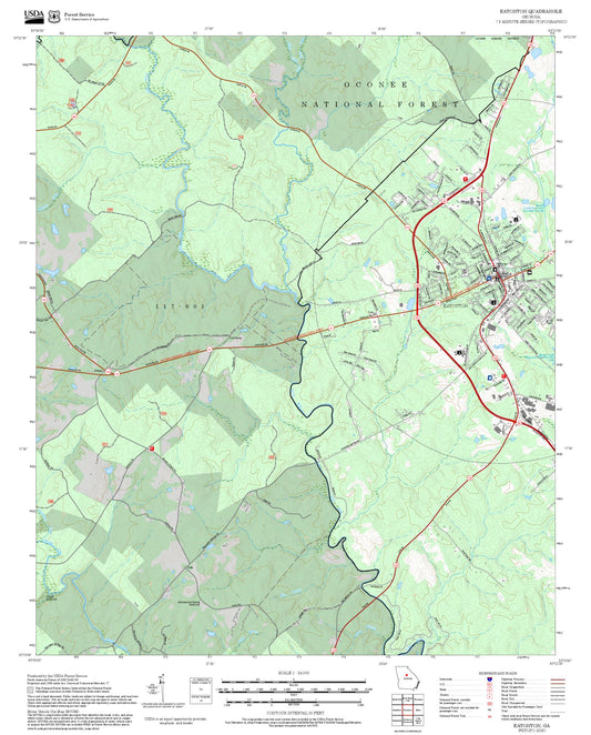 2025 Forest Service Topo Map of Eatonton Georgia