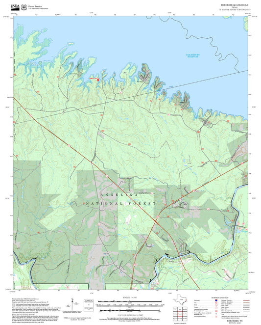 2025 Forest Service Topo Map of Ebenezer Texas
