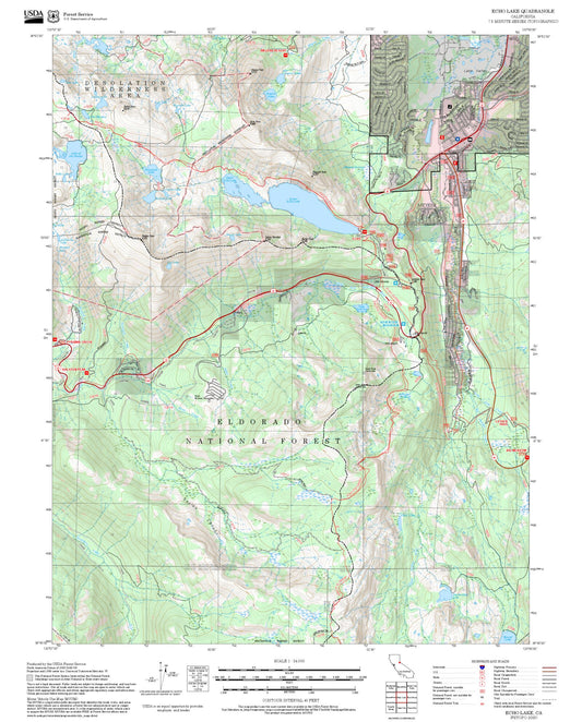 2025 Forest Service Topo Map of Echo Lake California