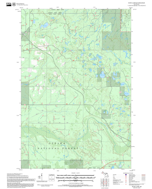 2025 Forest Service Topo Map of Echo Lake Michigan