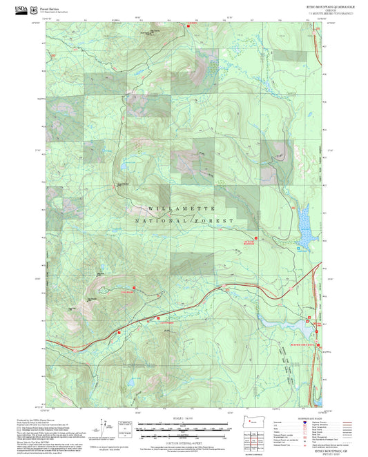 2025 Forest Service Topo Map of Echo Mountain Oregon