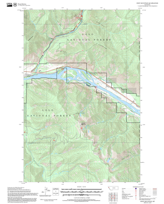 2025 Forest Service Topo Map of Eddy Mountain Montana