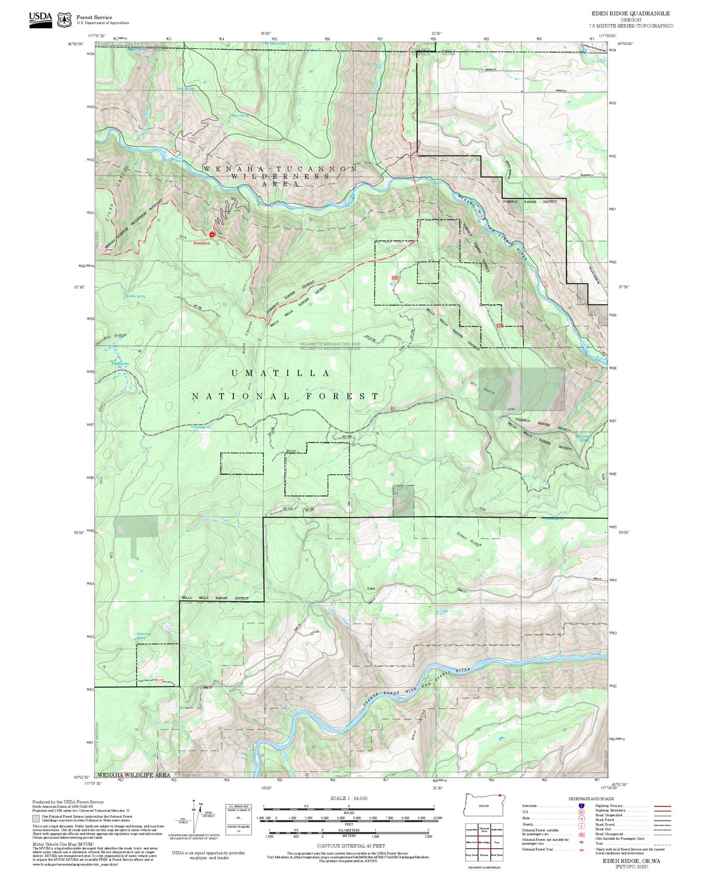 2025 Forest Service Topo Map of Eden Ridge Oregon
