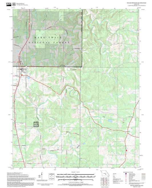 2025 Forest Service Topo Map of Edgar Springs Missouri