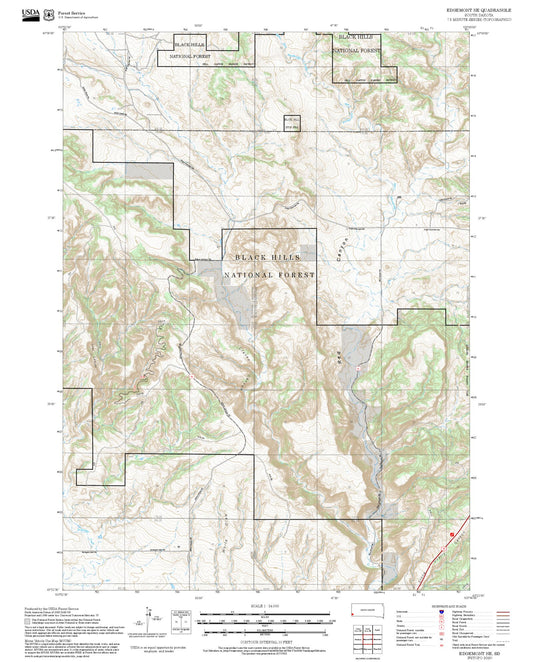 2025 Forest Service Topo Map of Edgemont NE South Dakota