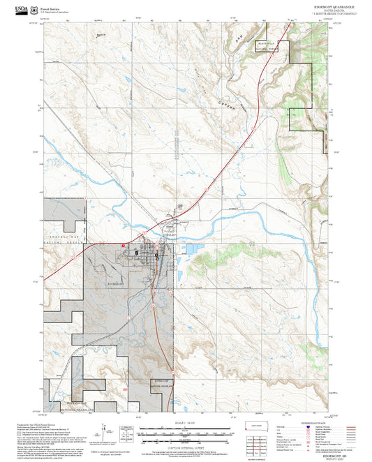 2025 Forest Service Topo Map of Edgemont South Dakota