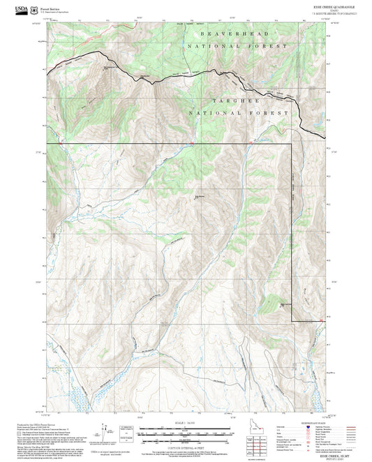 2025 Forest Service Topo Map of Edie Creek Idaho