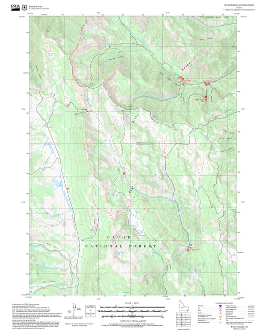 2025 Forest Service Topo Map of Egan Basin Idaho