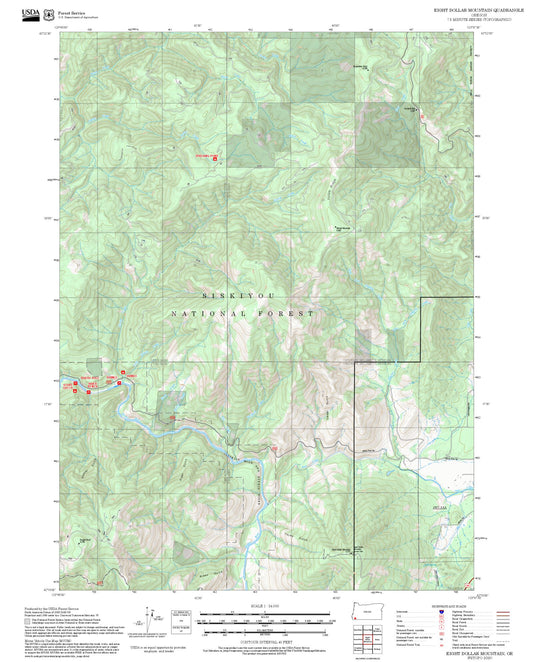2025 Forest Service Topo Map of Eight Dollar Mountain Oregon