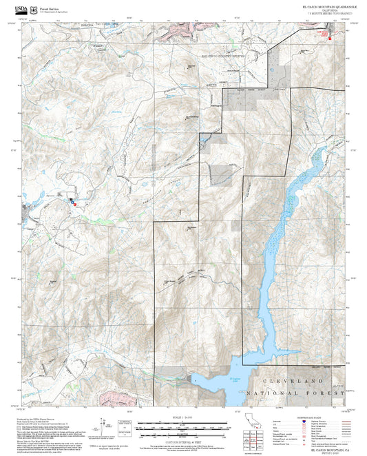 2025 Forest Service Topo Map of El Cajon Mountain California