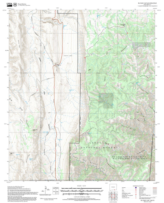 2025 Forest Service Topo Map of El Paso Gap New Mexico