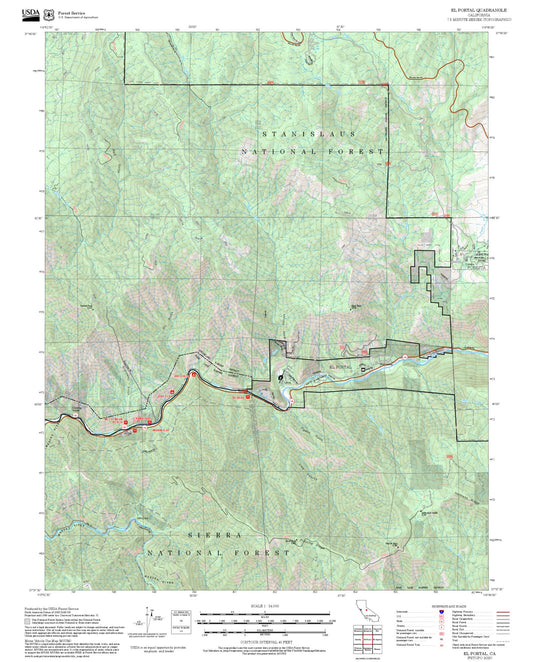 2025 Forest Service Topo Map of El Portal California