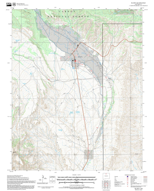 2025 Forest Service Topo Map of El Rito New Mexico