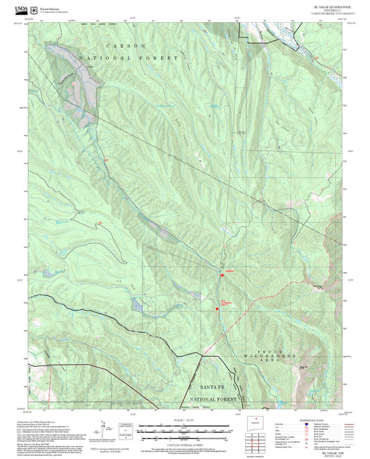2025 Forest Service Topo Map of El Valle New Mexico