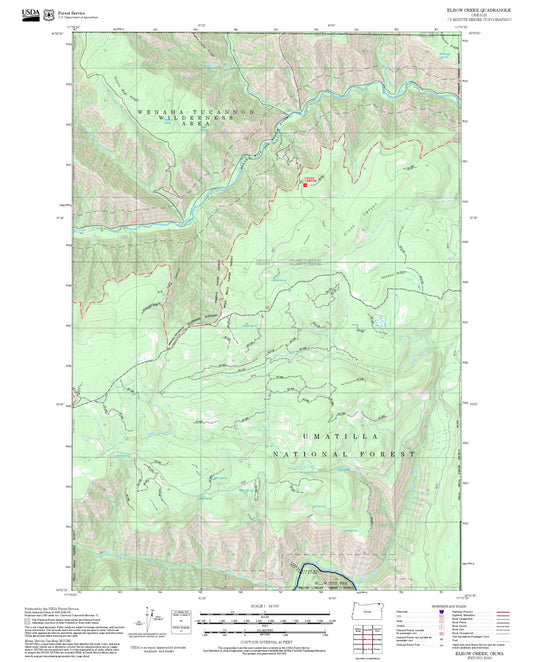 2025 Forest Service Topo Map of Elbow Creek Oregon