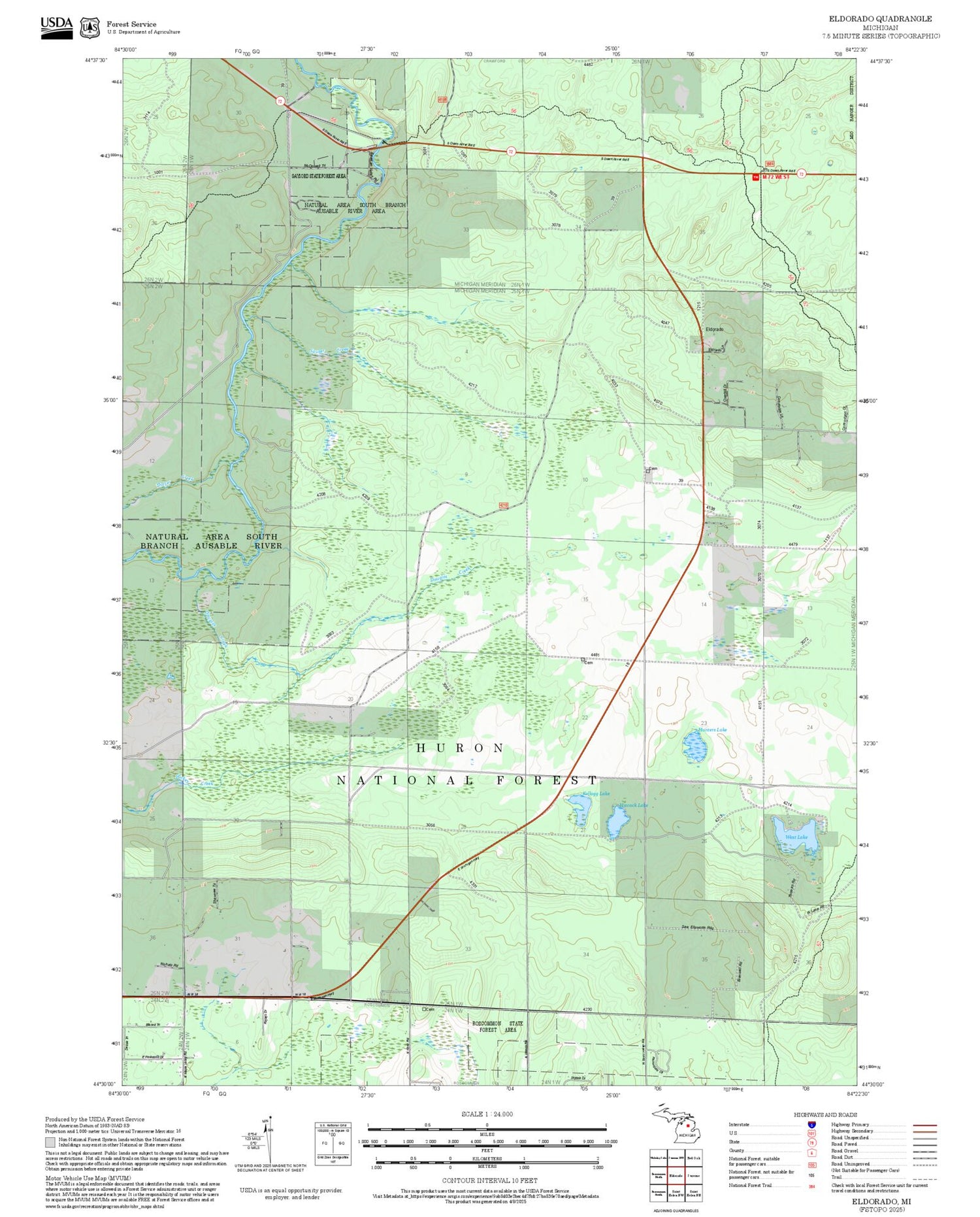 2025 Forest Service Topo Map of Eldorado Michigan